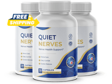 Quiet Nerves supplement bottle — 30 capsules, nerve health support